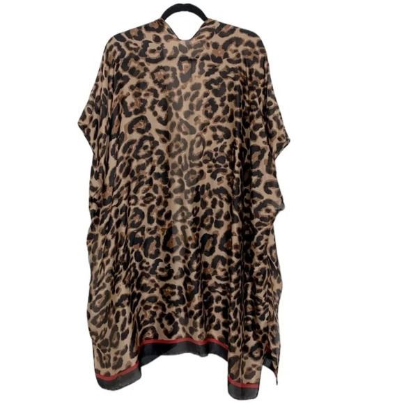 Bohemian Leopard Animal Print Open Front Mobwife Poncho Shawl Cape One Size - Picture 6 of 8